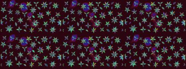 Yumuşak, bahar çiçekli arka plan. Çiçekli karalama şeklinde Raster çiçek deseni. Kahverengi renkte çiçekler.