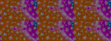 Renkli Bahar Teması eskiz kalıbı. Raster Modaya uygun kumaş deseni. Düz Çiçek Elementleri Tasarımı. Kahverengi renkli şirin çiçek deseni.