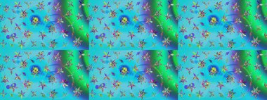 Raster. Raster illüstrasyonu. Eskiz geçmişi. Tomurcukları çiçek olan sevimli bir çiçek deseni. Kumaş, tekstil, duvar kağıdı baskısı için. Antika retro tarzı.