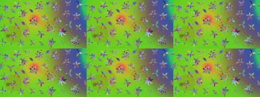 Eski usul. Raster illüstrasyonu. Kumaş, tekstil, duvar kağıdı baskısı için. Miles Fleur, süslü püslü bir süs. Eskiz geçmişi. Tomurcukları papatya çiçekleri olan sevimli bir çiçek deseni..