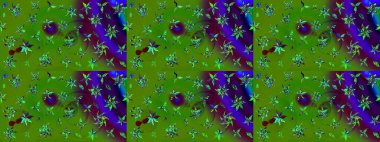 Raster illüstrasyonu. Çiçek deseni. Renkli Bahar Teması eskiz kalıbı. Düz Çiçek Elementleri Tasarımı. Chichi kumaş deseni çiz.