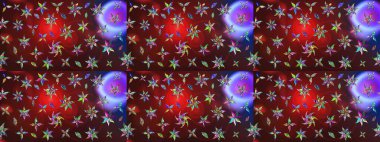 Raster deseni. Bahar çiçekleriyle desen dalla, kahverengi renklerle çiçek siluetiyle.