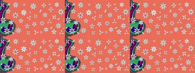 Raster çiçek desenli çiçek deseni, yapraklar, dekoratif elementler, sıçrama, lekeler, el çizimi kontur çizgileri ve Doodle çizim stili, grafik raster çizim çizimi.