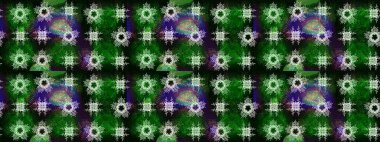 Yeşil, gri ve mavi renkte kar tanelerinden oluşan kış deseni. Raster illüstrasyonu. Kış konsepti Düz yatıyordu.