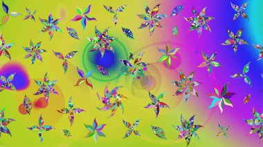 Çiçekli karalama şeklinde Raster çiçek deseni. Nazikçe, sarı renkte yaz çiçekleri. Raster illüstrasyonu.