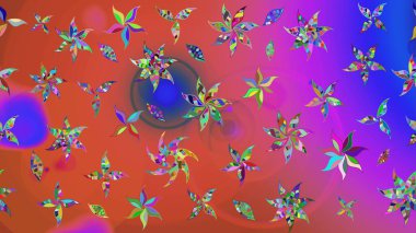 Üzerinde pembe renkte bitkilerden oluşan parlak bir halı olan çizim deseni.