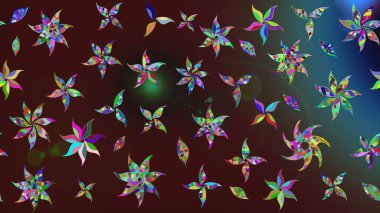 Çiçek desenli çizim. Raster illüstrasyonu. Asya tekstil tarzında. Kahverengi renkli çiçekler. Raster illüstrasyonu.