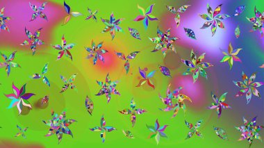 Raster güzel bir çiçek deseni çizmiş. Bahar mevsimi. Tatil havası. Nazik romantik baskı. Yeşil renkte çiçekler.