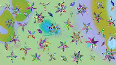 Desen, çizim, çiçek sınırı. Çiçek çelengi. Güzel, parlak, pürüzsüz kumaş, tuval. Kıvırcık, parlak örgü. Eski moda arka plan. Raster illüstrasyonu.