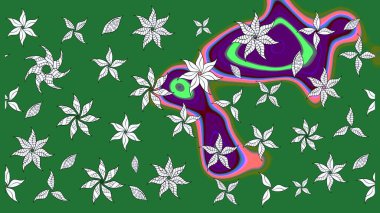 Elle boyanmış suluboya resim çizimleri, çiçekler ve bitkiler. Yeşil renkte çiçekler.