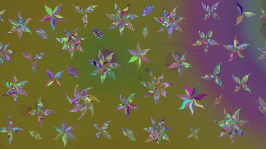 Klasik çiçek tasarımı elementleri. Kahverengi kıvırcık çiçekler kahverengi renklerde şekillenir. Raster illüstrasyonu.