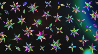 Raster illüstrasyonundaki çiçek desenli çizim. Suluboya tarzında gri renkte çiçekler.