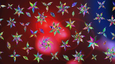 Raster illüstrasyonundaki çiçek desenli çizim. Kahverengi renkli çiçekler. Renkli Bahar Teması eskiz kalıbı. Düz Çiçek Elementleri Tasarımı.