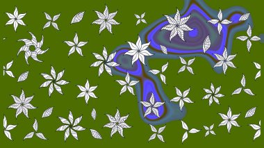 Çiçeksel fantezi tasarımı ve parlak bir arka plan çizimi. Renkli Bahar Teması eskiz kalıbı. Düz Çiçek Elementleri Tasarımı.