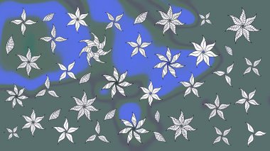 Renkli Bahar Teması eskiz kalıbı. Düz Çiçek Elementleri Tasarımı. Raster..