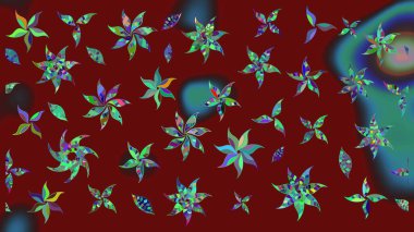 Raster illüstrasyonu. Renkli Bahar Teması eskiz kalıbı. Düz Çiçek Elementleri Tasarımı. Kırmızı renkte zarif çiçek buketi suluboya.