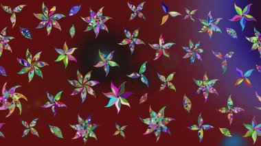 Suluboya çiçekli çiçek deseni. Kırmızı renklerde Asya tekstili. Raster illüstrasyonu.