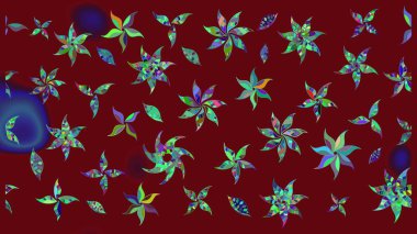 Kibarca, kırmızı renkte bahar çiçekleri. Raster deseni. Raster illüstrasyonu. Patlayan çiçekler soyut yerleştirilmiş.