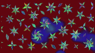 Üst manzara, yumuşak kırmızı renk tarzı. Manzaralı çiçek deseni. Sevgililer günü ve tebrik kartı konsepti için şık bir davetiye. Çiçek kompozisyonu, el boyası, hassas şablon..