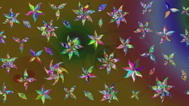 Düz Çiçek Elementleri Tasarımı. Chichi 'nin kumaş kalıbını çiz. Çiçek deseni. Renkli Bahar Teması eskiz kalıbı. Raster illüstrasyonu.