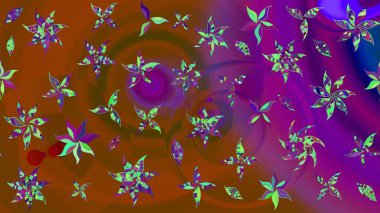 Çiçeksel çizim kalıbının yansıması. Vadinin çiçekleri kahverengi renklerde.