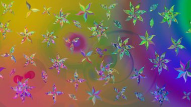 Parlak renkli çiçekli ve yeşil yapraklı harika bir çiçek deseni. Moda baskıları için zarif bir şablon. Halk tarzı. Modern çiçek arkaplanı.