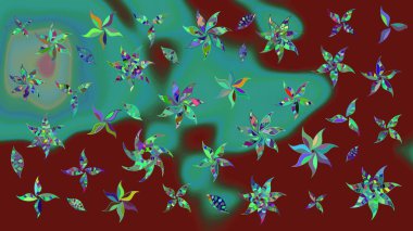 Kırmızı renkte çiçekler. Çizim çiçek deseni duvar kâğıdı olarak kullanılabilir. Raster illüstrasyonu.