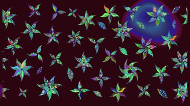 Çiçekli karalama şeklinde Raster çiçek deseni. Kahverengi renkli çiçekler. Nazik, narin çiçek arkaplanı.