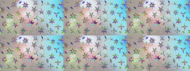 Sevimli çiçek raster deseni. Gri renkli çiçekler. Renkli Bahar Teması eskiz kalıbı. Düz Çiçek Elementleri Tasarımı.