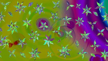 Raster illüstrasyonu. Klasik çiçek tasarımı elementleri. Yeşil kıvırcık çiçekler yeşil renkte şekillenir.