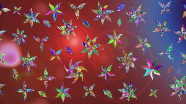 Renkli Bahar Teması eskiz kalıbı. Kahverengi renkli çiçekler. Raster illüstrasyonu. Düz Çiçek Elementleri Tasarımı. Çiçekli çiçek deseni, suluboya..