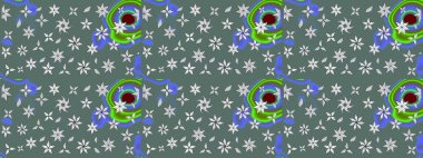 Çiçekli karalama şeklinde Raster çiçek deseni. Tarafsız renklerde bahar çiçekleri. Raster illüstrasyonu.