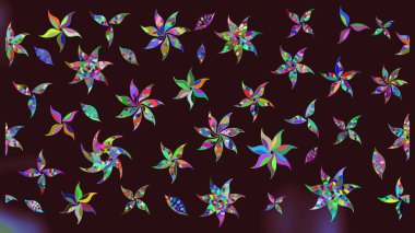 Çizgi çizimi kalıbı. Şirin çiçekler. Raster Moda kumaş deseni.