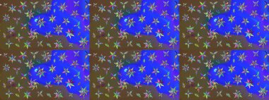 Mavi renkli çiçekler. Raster illüstrasyonu. Çizim çiçek deseni duvar kağıdı için kullanılabilir.