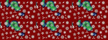 Raster illüstrasyonundaki çiçek desenli çizim. Kırmızı renkte çiçekler.