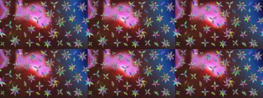 Motley illüstrasyonu. Küçük çiçekte güzel bir desen. Moda baskıları için zarif bir şablon. Küçük renkli çiçekler. Çiçekli yaz çiçekleri. Çizim.