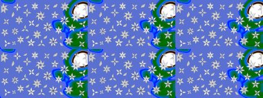 Küçük mavi çiçekli oldukça eski bir besin torbası deseni. Millefleur 'lar. Tekstil, kumaş, kapaklar, duvar kağıtları, baskı, paket, koleksiyon defteri, örgü, dekupaj için çiçek arkaplanı..