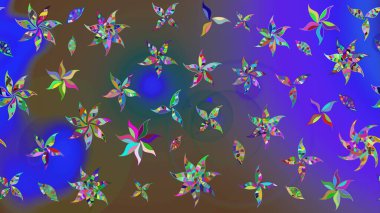 Küçük çiçekteki sevimli çiçek deseni. Raster illüstrasyonu. Mor renkte çiçekler.