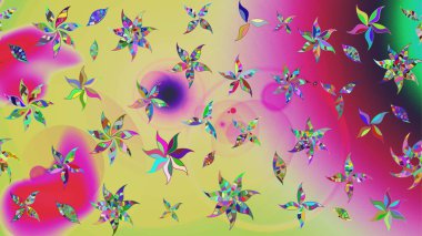 Tarafsız renklerde çiçekler. Renkli Bahar Teması eskiz kalıbı. Çiçek desenli çizim. Düz Çiçek Elementleri Tasarımı. Raster illüstrasyonu. Asya tekstil tarzında.