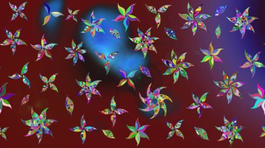 Kırmızı renklerde. Raster illüstrasyonu. Raster illüstrasyonundaki çiçek desenli çizim. Güzel kumaş deseni.