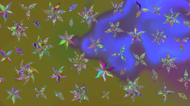 Kahverengi renklerde. Raster illüstrasyonu. Güzel kumaş deseni. Raster illüstrasyonunda çiçek deseni çizimi.