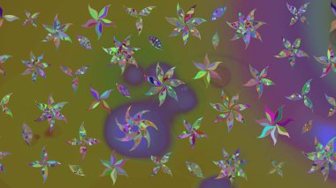 Raster illüstrasyonu. Kahverengi renkli çiçekler. Tropikal çizim çiçek deseni.