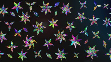 Miles Fleur, süslü püslü bir süs. Kumaş, tekstil, duvar kağıdı baskısı için. Tomurcukları papatya çiçekleri olan sevimli bir çiçek deseni. Eski usul. Eskiz geçmişi. Raster illüstrasyonu.