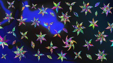 Ağaç dallı bahar çiçekleri ile desen, çiçek silueti ile gri renkler. Raster deseni.