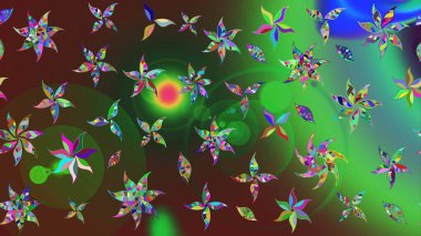 Raster illüstrasyonu. Küçük çiçekteki sevimli çiçek deseni. Yumuşak, yeşil renkli yaz çiçekleri. Raster deseni.