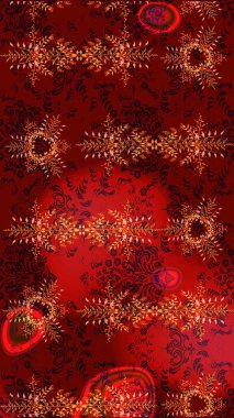 Kar taneleri koleksiyonu. Kırmızı, kahverengi ve siyah kar tanelerinden izole edilmiş. Raster illüstrasyonu. Güzel kış süsleri..