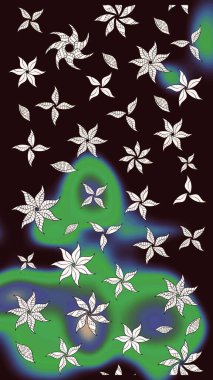 Renkli Bahar Teması eskiz kalıbı. Düz Çiçek Elementleri Tasarımı. Süslü kumaş deseni. Raster illüstrasyonunda çiçek deseni çizimi.