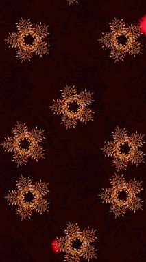 Siyah, kahverengi ve kırmızı renklerde şirin kar taneleri. Kışın sembolü, mutlu noeller, mutlu yeni yıl kutlaması Raster illüstrasyonu. Soyut duvar kâğıdı, ambalaj dekorasyonu. Kar tanesi kadar basit..