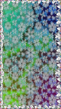 Raster deseni. Küçük çiçekteki sevimli çiçek deseni. Raster illüstrasyonu. Yumuşak, yaz çiçekleri yeşil renklerde.