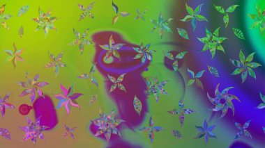 Raster illüstrasyonu. Yeşil renklerde. Çiçekli güzel suluboya desen.